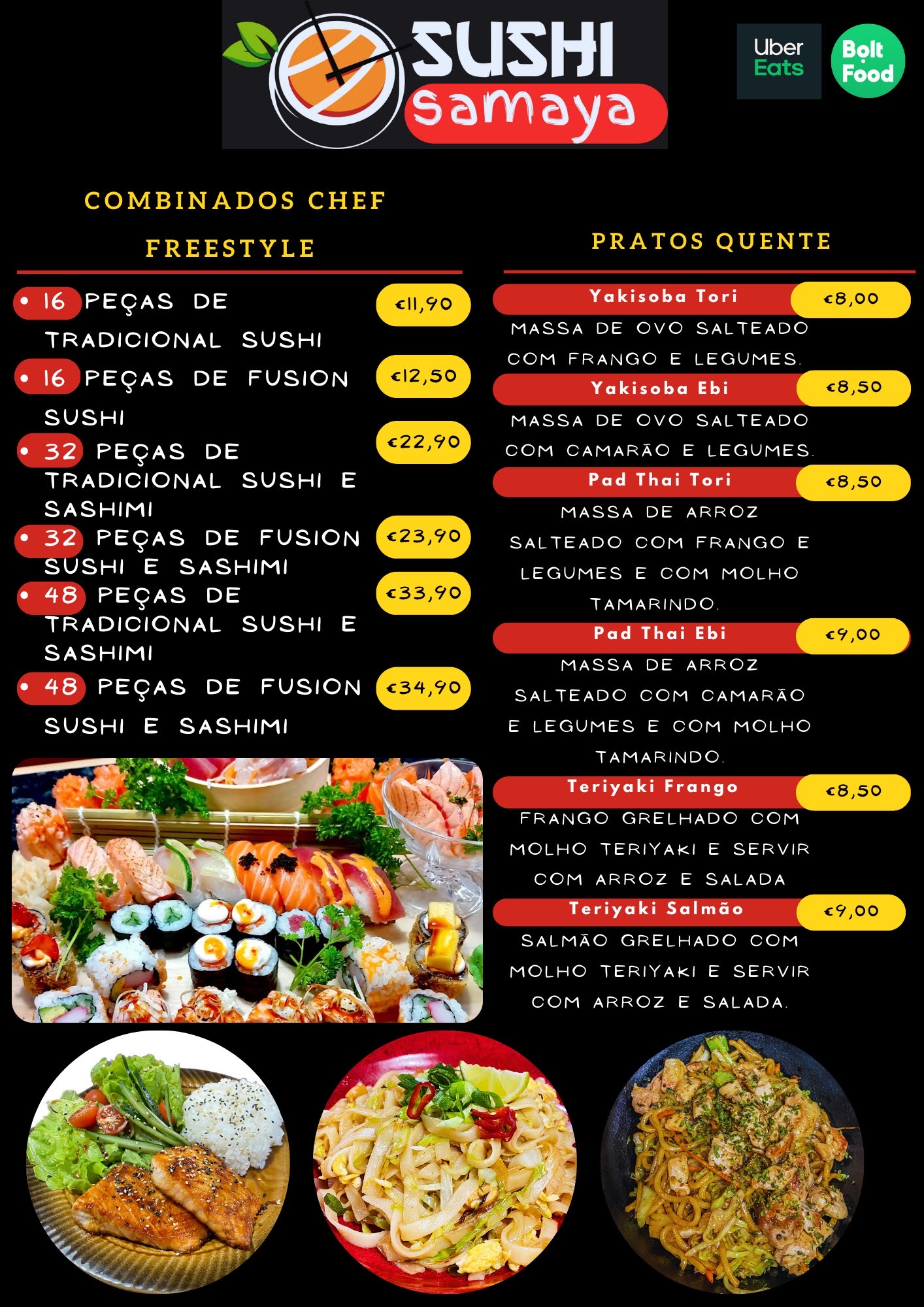 Menu Combinados Chef Freestyle, Pratos Quentes